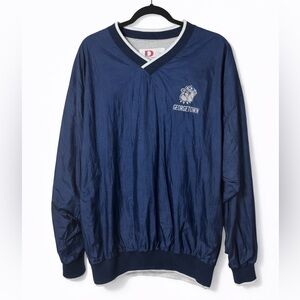 Vintage Georgetown Hoyas Pullover Windbreaker Jacket Navy V-Neck.